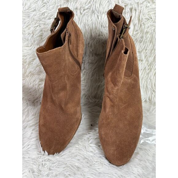 Alex Marie Brown Suede Leather Wedge Ankle Zip Bootie Womens Size 10M - Picture 1 of 9